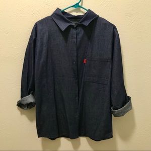 Dark-washed Denim Button-down Shirt